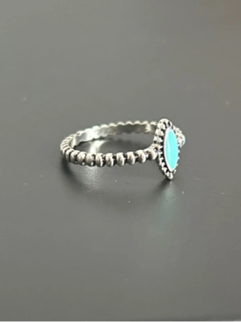 NWOT Silver and Turquoise Color Stackable Ring Set - Picture 4 of 5